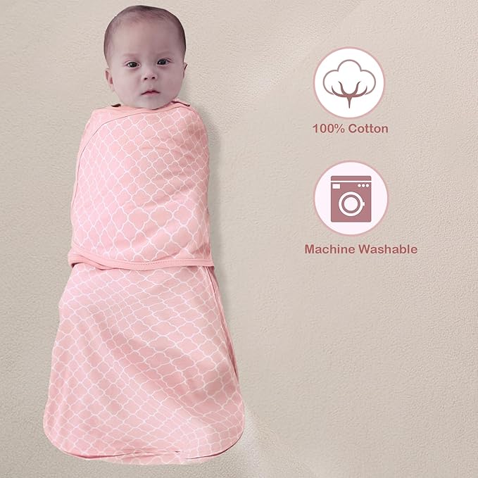 Baby Swaddle,Sleep Sack 6-12 Months,Adjustable WearableTransition Blanket,Miracle Swaddles for Babies Large,100% Cotton-2-Piece