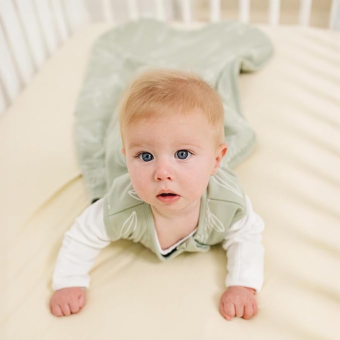 Woolino Merino Wool and Organic Cotton Baby Sleeping Bag - 4 Season Classic Sleep Sack - Two-Way Zipper Sleeping Bag for Baby and Toddler - 6-18 Months - Sage