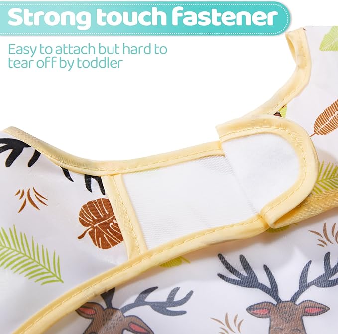 Tarpop Long Sleeve Bibs Infant Smocks Multi Pack Waterproof Soft Sleeved Bibs for Babies Toddler Eating Feeding
