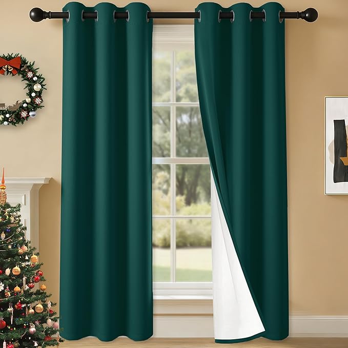 100% Blackout Curtains 84 Inch Length for Bedroom Living Room, Grommet Thermal Insulated Room Darkening Drapes, Light Blocking Window Treatment Decor, 2 Panels, 37x84, Sapphire