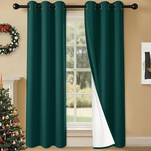 100% Blackout Curtains 84 Inch Length for Bedroom Living Room, Grommet Thermal Insulated Room Darkening Drapes, Light Blocking Window Treatment Decor, 2 Panels, 37x84, Sapphire
