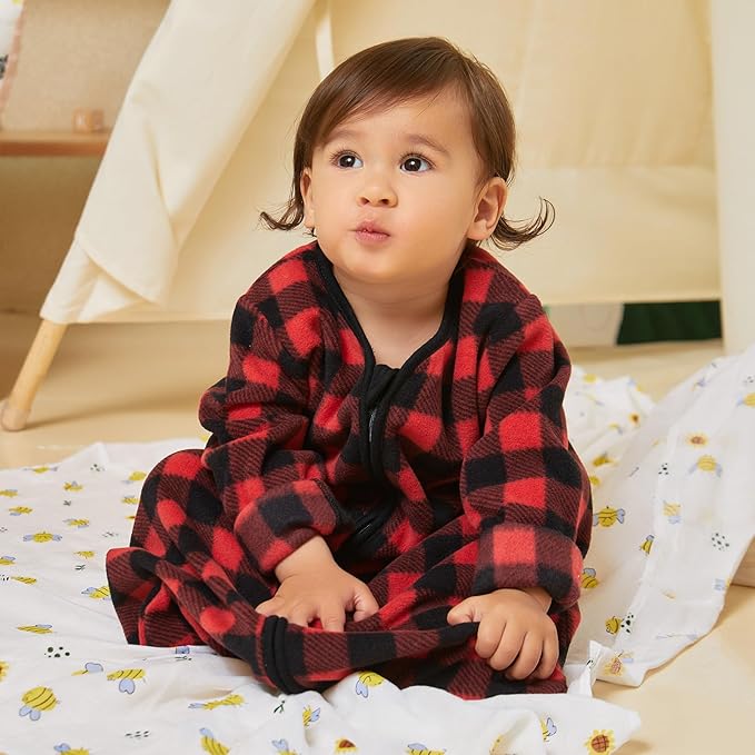 DaysU Micro Fleece Baby Sleep Sack 18-24 Months with Long Sleeves 1.5 TOG, Plush Warm Baby Wearable Blanket with 2-Way Zipper, Unisex Sleeping Bag for Toddler, Buffalo Plaid