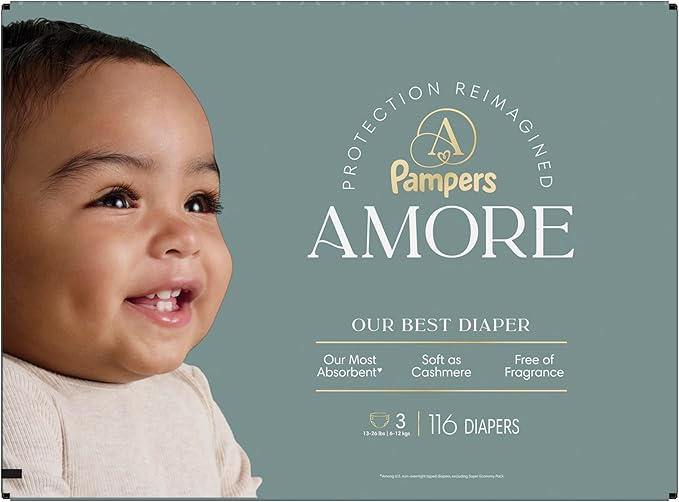 Pampers Amore, Size 3 (13-26 lbs), 116 Count, Our Best Diaper
