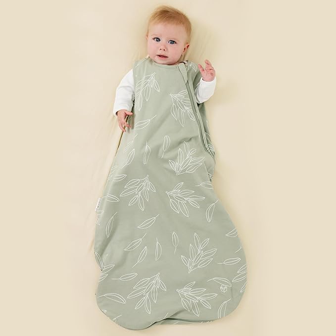 Woolino Merino Wool and Organic Cotton Baby Sleeping Bag - 4 Season Classic Sleep Sack - Two-Way Zipper Sleeping Bag for Baby and Toddler - 0-6 Months - Sage