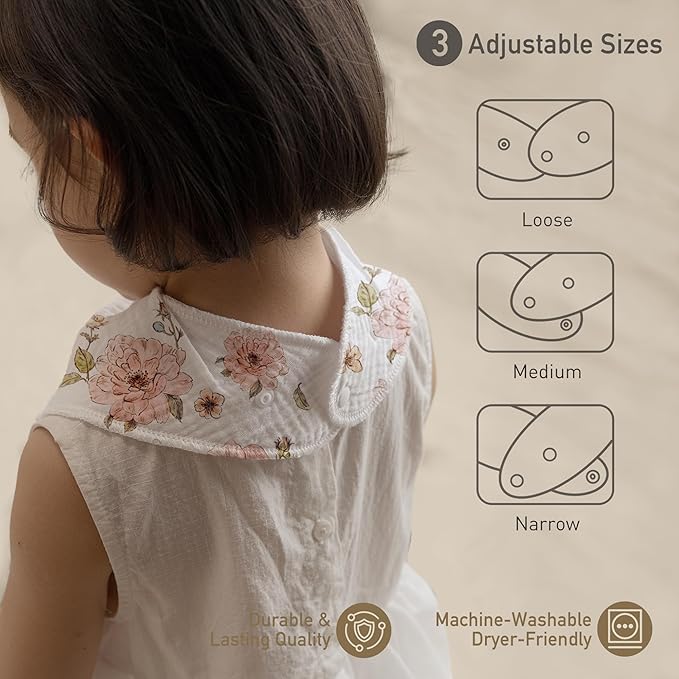 CIVARUA KIDS Muslin Baby Bibs 8 Pack, Baby Bandana Drool Bib for Drooling and Teething, Cotton Soft Absorbent for Girls Boys