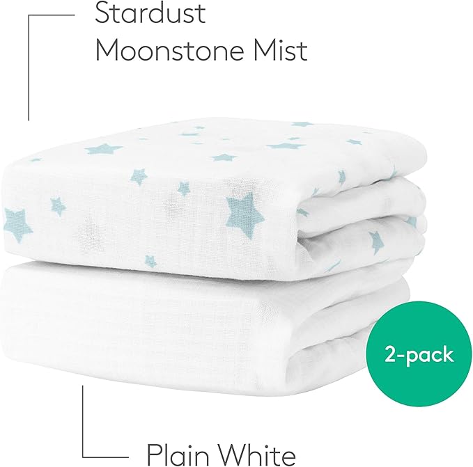 Newton Baby Fitted Crib Sheet (2-Pack) - Ultra Breathable and Soft, Organic Cotton, Fits All Standard Cribs, White Stardust