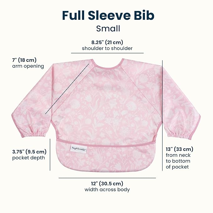 Tiny Twinkle Long Sleeve Bib for Babies & Toddlers | Waterproof Smock Bib for Eating | Machine Washable & Mess-Proof Feeding Essentials | Newborn Shower Gift (Toile, Small 6-24 Months)