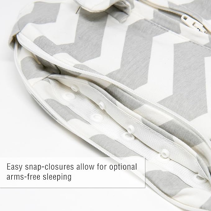 Woombie Grow with Me Baby Swaddle, Convertible Swaddle Fits Babies 0-9 Months, Expands to Wearable Blanket for Babies up to 18 Months, Sleepy Grey Chevron