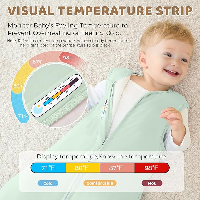 Freejoy Viscose From Bamboo Baby Sleep Sack, 1.5 TOG Infant Toddler Wearable, Buttery Soft Sleeping Bags