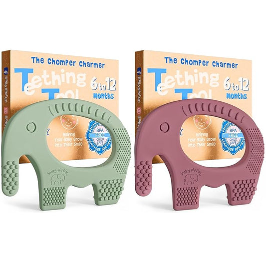 Elefun Baby Teether Pack - Gift 6 Months Blissful Teething Relief - Infant Teethers 6 to 12 Month Baby Gift Set - Safe Silicone Soothing Rings Developmental Infant Chew Toys