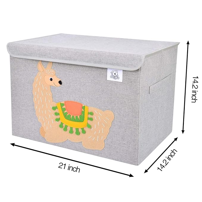 CLCROBD Foldable Large Kids Toy Chest with Flip-Top Lid, Collapsible Fabric Animal Toy Storage Organizer/Bin/Box/Basket/Trunk for Toddler, Children and Baby Nursery (Llama)
