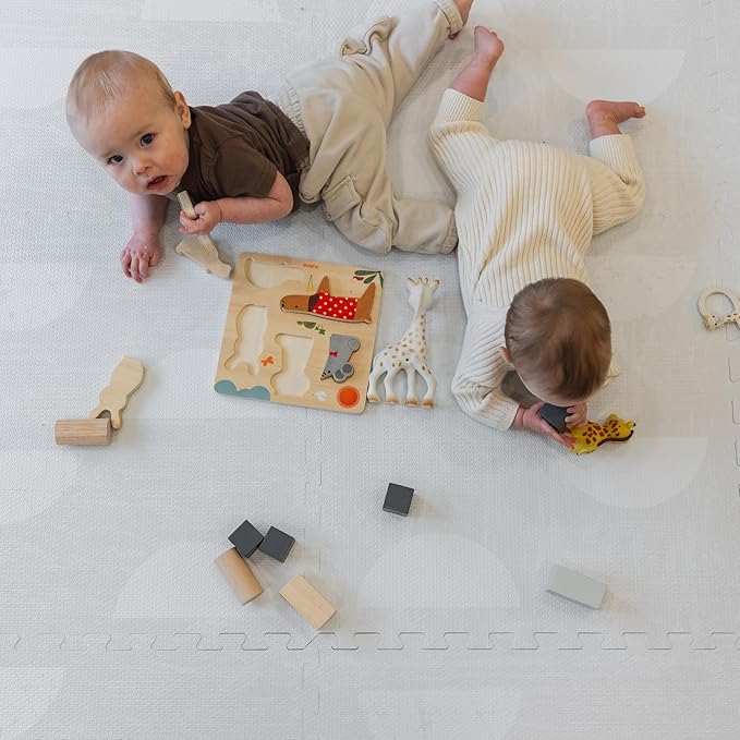 Baby Play Mat for Floor - Aura Pearl (6x6ft) - Premium EVA Foam Play Mat for Babies & Toddlers (Ages 0-5+) Non-Toxic Playmat for Tummy Time, Crawling & Playroom - Stylish & Comfortable
