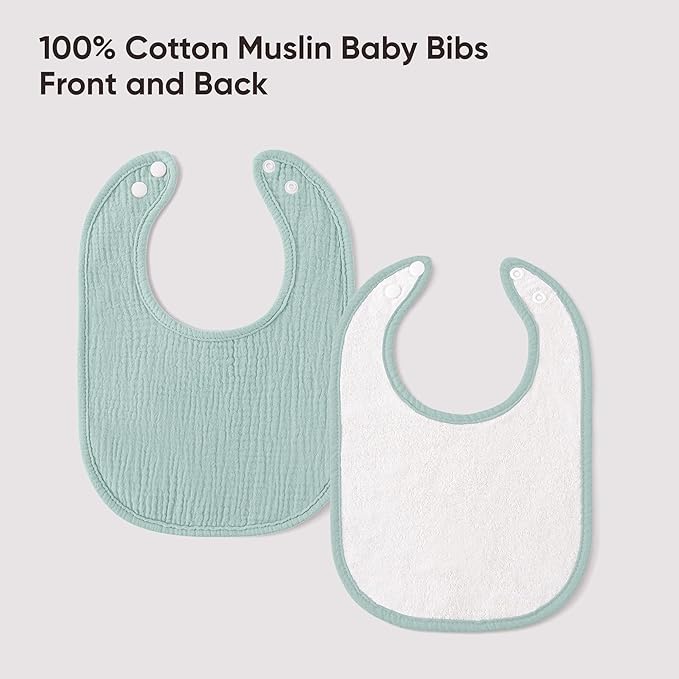 Bearmoss Baby Muslin Drooling Bibs 100% Cotton Square Adjustable Bibs Gift for Baby Girls Boys Teething Drool 8 Pack
