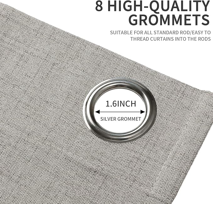 Joydeco Blackout Curtains 108 Inches Long 2 Panels Burg, Room Darkening Curtains for Bedroom, 100% Black Out Textured Thermal Drapes Privacy Protection 2 Panels Set(W70 x L108 Inch, Greyish White)