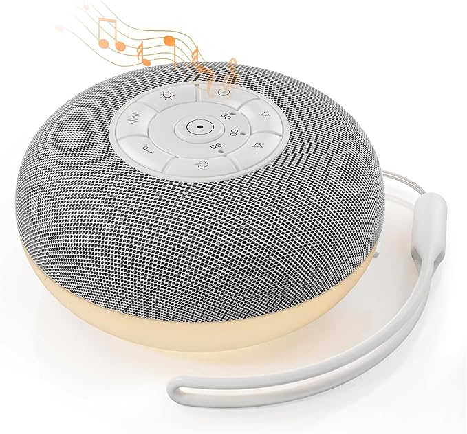 YEVIK Portable Sound Machine for Baby, Soothing Sleep Assistant with 39 Sounds & Night Light for Nursery, Travel, Kids & Adults (USB-C Rechargeable, Auto-Off Timer)