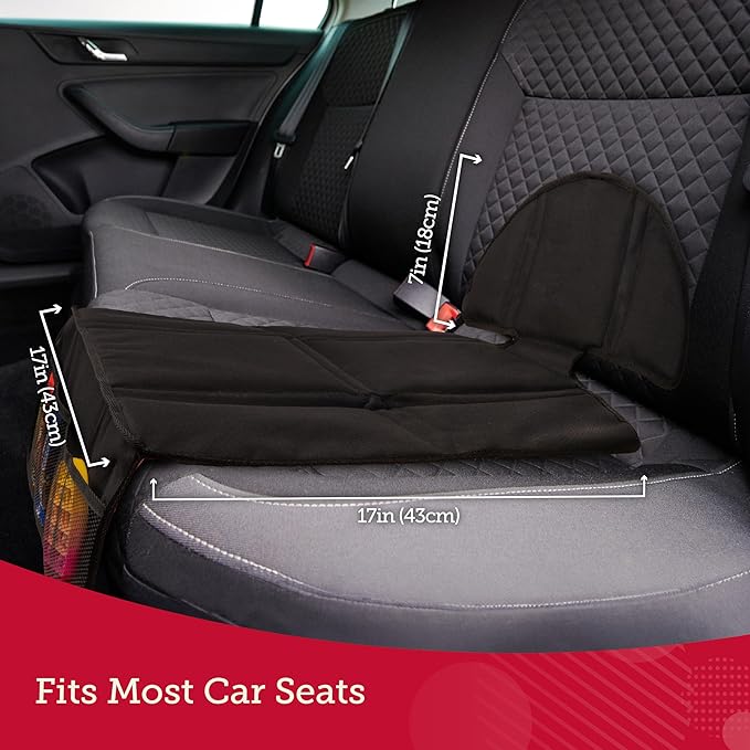 Lusso Gear Car Seat Protector for Baby - Backless Mat With Thick Padding, 2 Mesh Storage Pockets, Waterproof - Protects Fabric or Leather Seats, Non-Slip Padded Backing (Black)