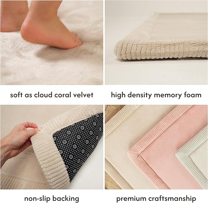 Hakuna Matte CloudSoft Baby Play Mat for Floor 47" x 67" Beige – Coral Velvet Memory Foam Rug for Crawling & Cozy Play – Non-Slip, Water-Resistant, Easy-CareTummy Time Mat, Playmat for Playpen