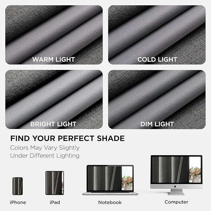 Joydeco Blackout Curtains 95 Inches Long 2 Panels Burg, Room Darkening Curtains for Bedroom, 100% Black Out Textured Thermal Drapes Privacy Protection 2 Panels Set(W52 x L95 Inch, Grey)
