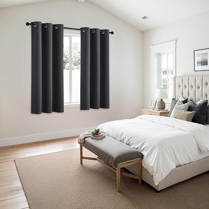 MIULEE Grey Blackout Curtains - Bedroom Window Treatment Curtains Thermal Insulated Room Darkening Drapes for Living Room Kitchen Grommet Top Light Blocking Drapery, 40 x 54 Inches Long, 2 Panels