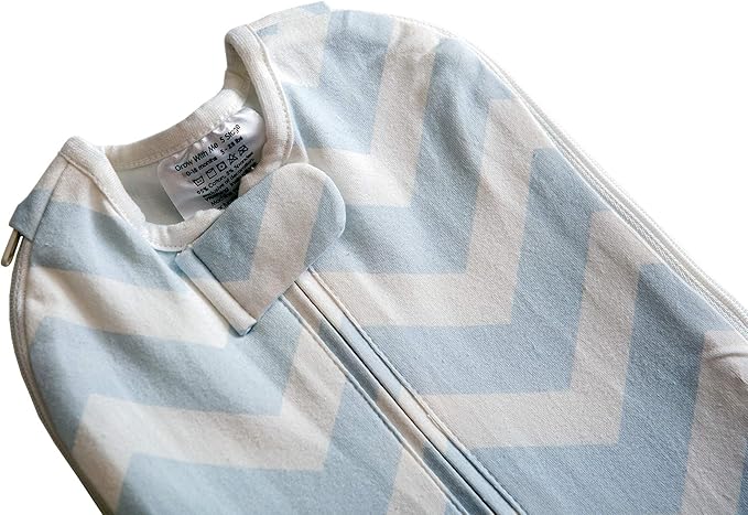 Woombie Grow with Me Baby Swaddle, Convertible Swaddle Fits Babies 0-9 Months, Expands to Wearable Blanket for Babies up to 18 Months, Dreamy Blue Chevron