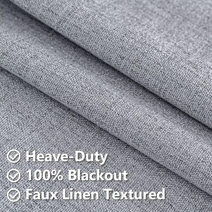 100% Blackout Curtains for Bedroom Room, Custom Curtains Blackout Thermal Insulated 1 Panel, Grommet Light Blocking Drapes for Bedroom Windows Luxury Decor(Custom Size,Light Grey