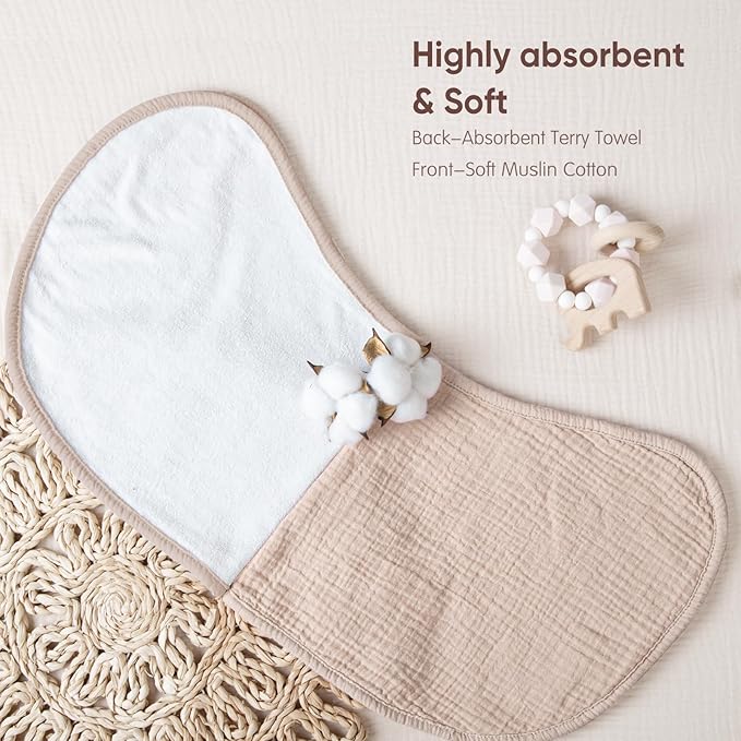 lulumoon Muslin Burp Cloths for Babies: 100% Soft Cotton Large Burping Cloths - Neutral Baby Burp Rags for Boy and Girl - Absorbent Burp Cloth for Spit-Ups 4 Pack