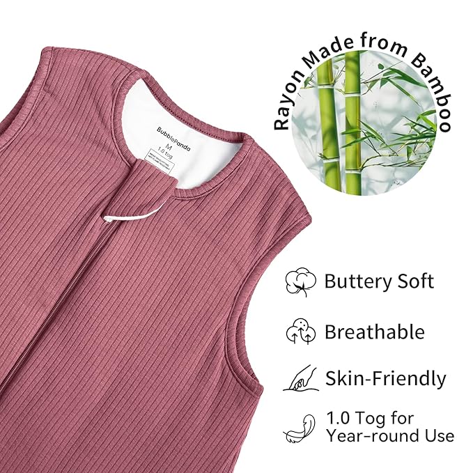 BubblePanda Rayon Made from Bamboo Toddler Sleep Sack with Feet 24-36 Months 1.0 Tog Breathable Sleep Sack 2t-3t Ultra Soft Baby Wearable Blanket with Legs Unisex Sleeping Bag with 2-Way Zipper