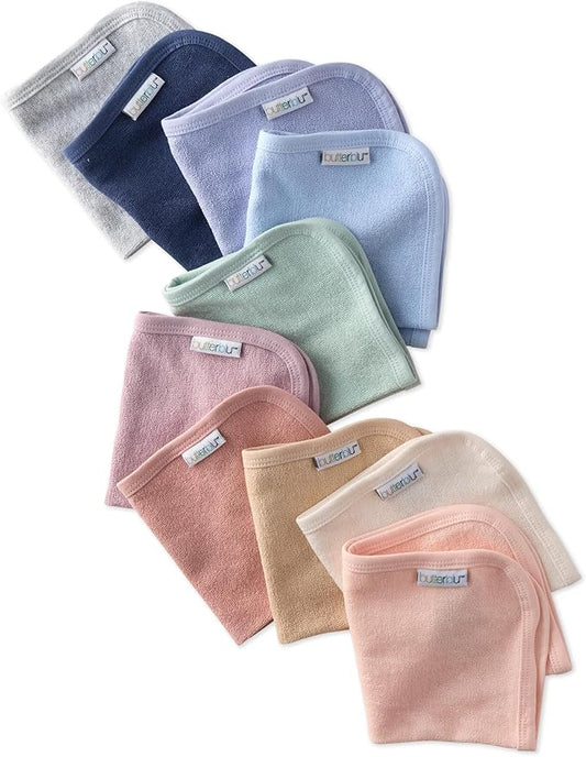 River 10-Pack Baby Terry Washcloths 100% Organic Cotton Absorbent for Baby and Toddler Boys & Girls, Sorbet Frost Rainbow, One Size