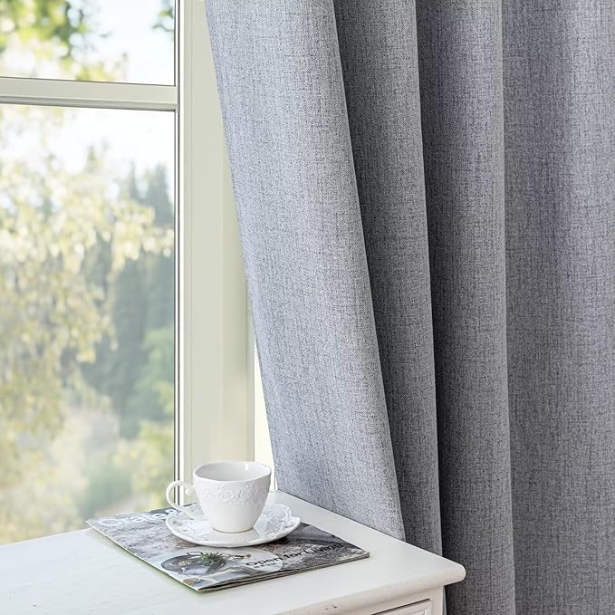 100% Blackout Curtains for Bedroom Room, Custom Curtains Blackout Thermal Insulated 1 Panel, Grommet Light Blocking Drapes for Bedroom Windows Luxury Decor(Custom Size,Light Grey