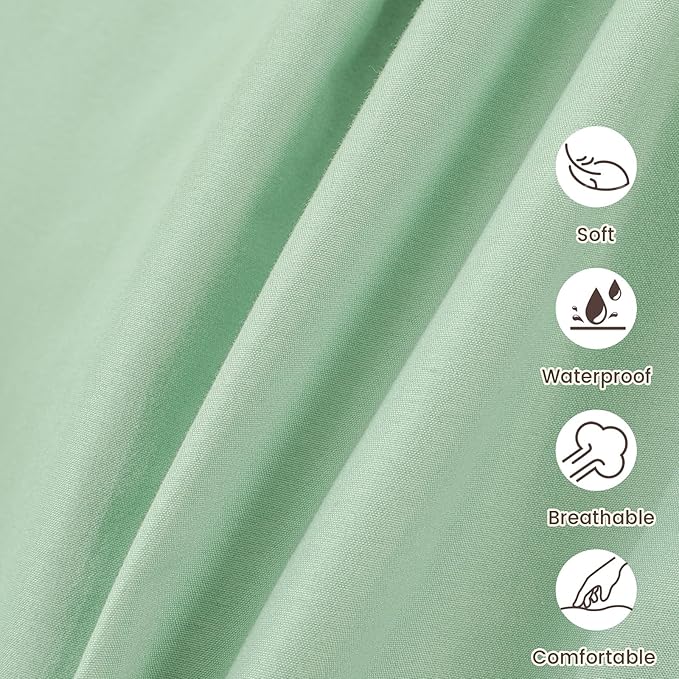 david's kids Waterproof Crib Sheets Fitted 2 Pack, Ultra Soft Breathable Crib Mattress Protector for Boys Girls Neutral, Fit Standard Crib Mattress and Toddler Mattresses, Black & Sage Green