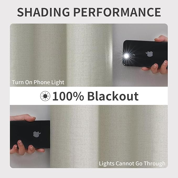 Joydeco 100% Blackout Curtains Customize for Living Room Bedroom, Light Beige Grommet Privacy Thermal Insulated Room Darkening Curtain 1 Panel (Custom Size, Color)