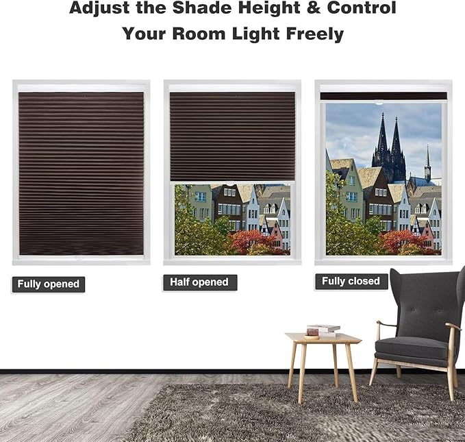 MYshade Cordless Blackout Cellular Shades for Windows, Honeycomb Window Shades with Thermal Insulation, Child & Pet Safe Room Darkening Shade, Easy Install, 44" W x 48" H, Taupe
