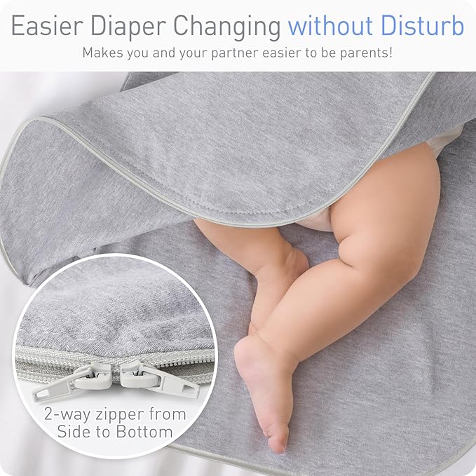 Premium Soft Cotton Transitional Swaddle Sack with Arms Up & Sleeves 0-3 Months, Mitten Cuffs, 2-Way Zipper, Sleeping Sacks for Newborns - Calms Startle Reflex, Boys & Girls Sleep Bag