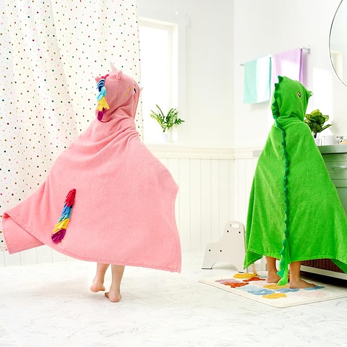 Joiedomi Unicorn Hooded Towel for Kids Soft 100% Cotton Bath Beach Towel 30" x 50" for Kids 3-10 Years Toddler Pool Poncho with Hood Absorbent Swim Wrap for Boys Girls