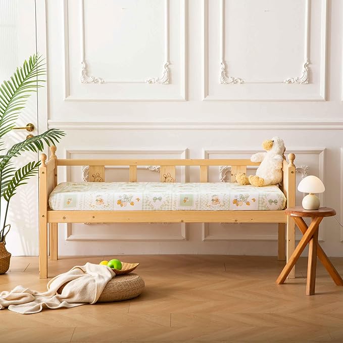 SDY Jersey Floral Crib Sheets for Baby Boys and Girls,52”x28”x8,2 Pack,Neutral Green Flower Standard Oval/Retangle Crib Mattress Sheets for Toddler,Super Soft Breathable