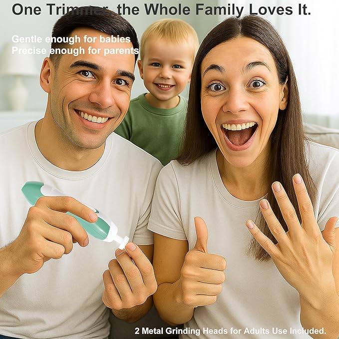 Fansidi Upgraded Electric Baby Nail File - Precise 4-Stage Baby Nail Trimmer for Newborn to Toddler Unisex, Safe & Gentle Nail Buffer with Soft LED Light & 18 Grinding Heads, Perfect Baby Shower Gift