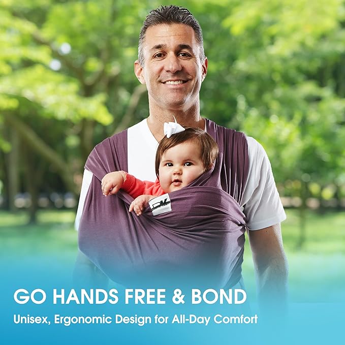 Original Baby K'tan Baby Carrier: #1 Easy Pre-Wrapped, Soft, Slip-On, No Rings, No Buckles | 5 in 1 Baby Sling for Hands-Free Comfort | Eggplant | Medium