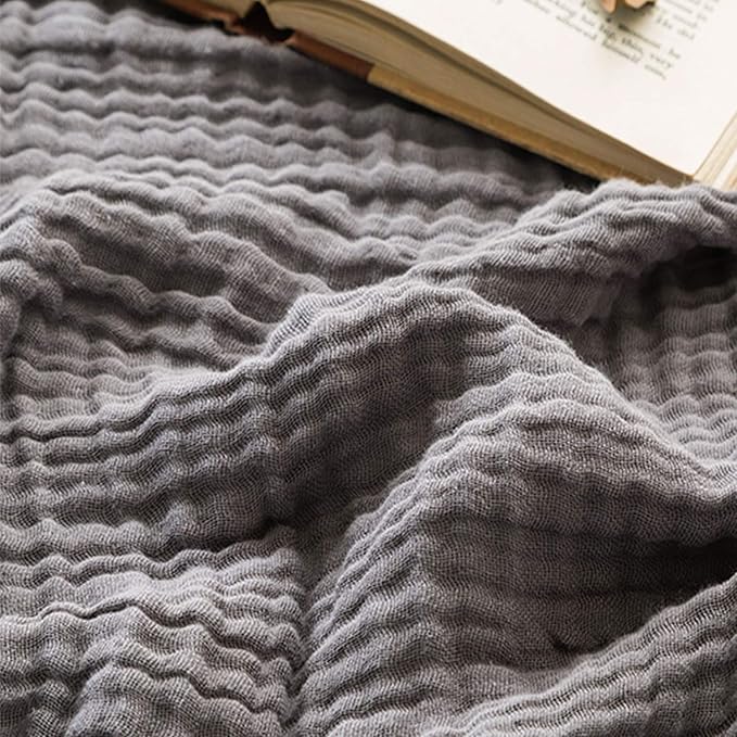 EMME Cotton Blanket Muslin Throw Blanket for Couch Breathable Gauze Blanket All Season Soft and Lightweight Muslin Blankets for Adults (Grey, 50"x70")