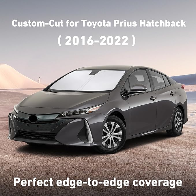 Econour Windshield Sunshade for Toyota Prius Hatchback 2016-2020 2021 2022, Sun Visor for Front Windshield & Window Sun Shade Cover, UV Heat Blocker & Protector, Car Accessories