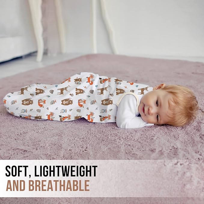 Mama Cheetah Baby Sleep Sack 0.5 TOG, Organic Cotton Baby Wearable Blanket with Two-Way Zipper, Swaddle Transition Baby Sleeping Bag for Newborn Infant Toddler Boy Girl, 18-24 Months