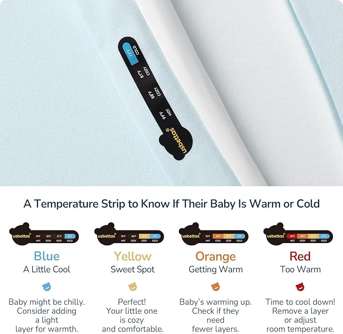 usbettas 1.0 Tog 2.5 Tog Baby Sleep Sack, 100% Cotton Baby Sleeping Bag 3-24M, 2-Way Zipper Baby Wearable Blanket