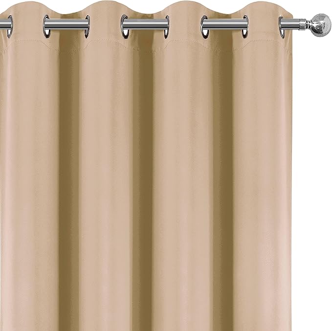 LEMOMO Blackout Curtains Beige Curtains 52 x 63 Inch 2 Panels Darkening Thermal Insulated Bedroom Curtains