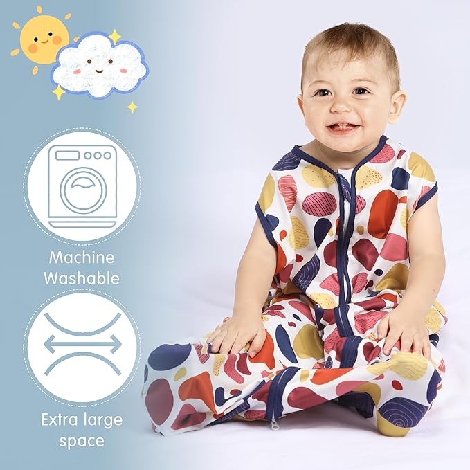BSTOPPT 3 Pack Baby Sleep Sack 100% Rayon Cotton Baby Sleeping Bag 2-Way Zipper Toddler Wearable Blankets TOG 0.3. (Leopard&Cobble&Green, 12-18 Months)