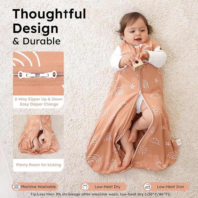 Yoofoss Baby Sleep Sack 12-18 Months TOG 1.0 Baby Wearable Blanket, 2 Pack 100% Organic Cotton Infant Toddler Sleeping Sack 2-Way Zipper Lightweight Sleep Sack