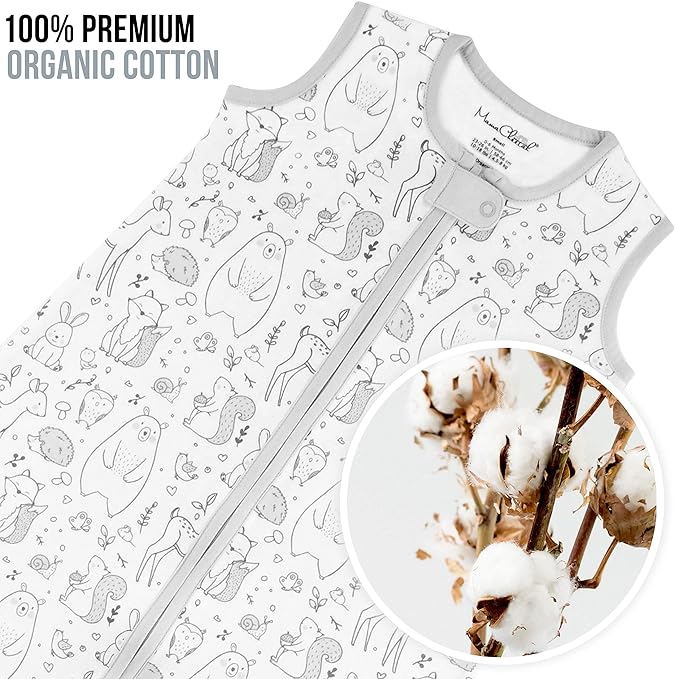 Baby Sleep Sack 1.0 TOG, Organic Cotton Baby Wearable Blanket with Two-Way Zipper, Swaddle Transition Baby Sleeping Bag, All-Season Sleep Sack for Newborn Infant Toddler Boy Girl, 24-48 Months, 1-Pack