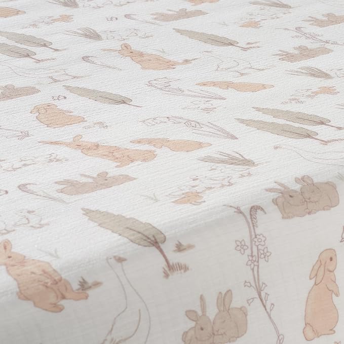Lambs & Ivy Signature Bunny Hop Organic Cotton Muslin Baby Fitted Crib Sheet