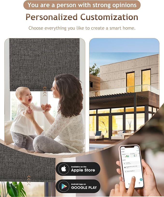 Kincmo Motorized Blinds with Remote,100% Blackout Motorized Roller Shades Work with Apple Homekit,Alexa,Google, Custom Electric Blinds with App,Voice Control (Classic Shadow)