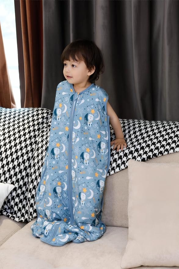 TADO MUSLIN Baby Sleep Sack 2-4 T 95% Rayon from Bamboo 5% Spandex Boys & Girls Wearable Blanket 1.0 TOG Toddler Sleeping Sack 2- Way Zipper X-Large Blue Bears