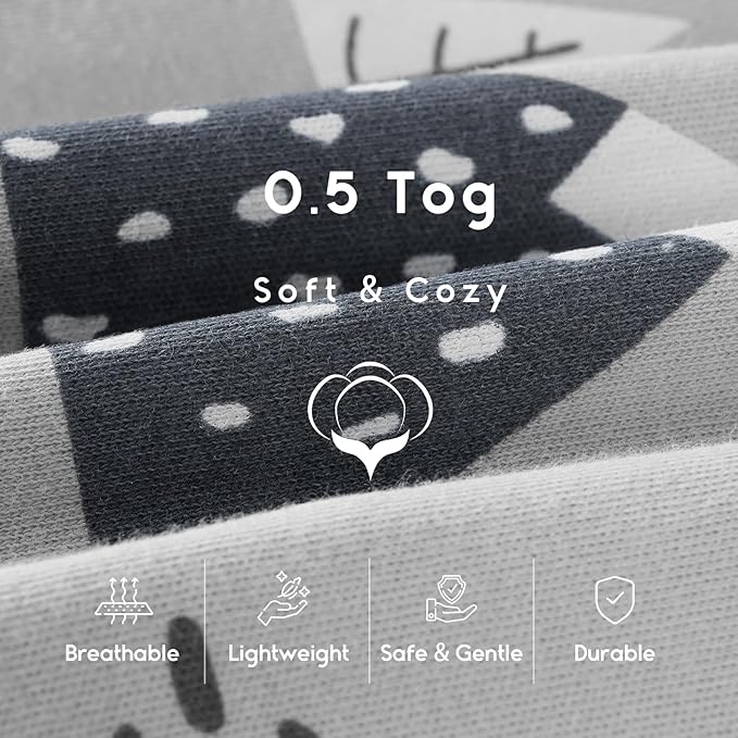Yoofoss Baby Sleep Sack 6-12 Months 0.5 Tog Wearable Blanket for Baby, 3 Pack 100% Organic Cotton Infant Toddler Sleeping Sack 2-Way Zipper Lightweight Sleep Sack
