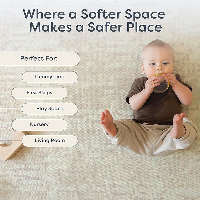 Baby Play Mat for Floor - Sandstone (6x8ft) - Premium EVA Foam Play Mat for Babies & Toddlers (Ages 0-5+) Non-Toxic Playmat for Tummy Time, Crawling & Playroom - Stylish & Comfortable